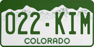 CO license plate 022KIM