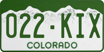 CO license plate 022KIX