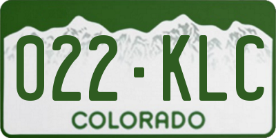 CO license plate 022KLC