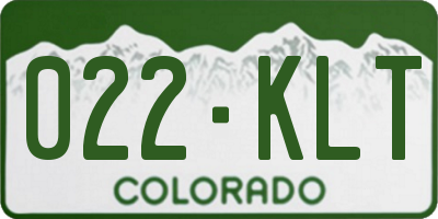 CO license plate 022KLT