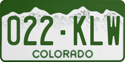 CO license plate 022KLW