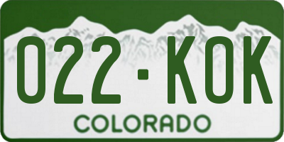 CO license plate 022KOK