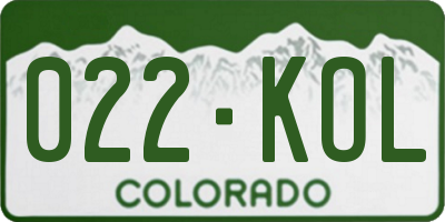 CO license plate 022KOL