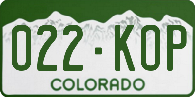 CO license plate 022KOP
