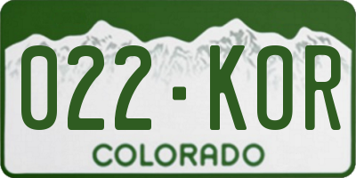 CO license plate 022KOR