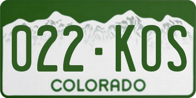 CO license plate 022KOS