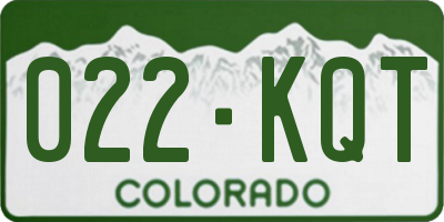 CO license plate 022KQT