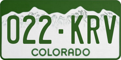 CO license plate 022KRV