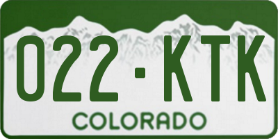 CO license plate 022KTK