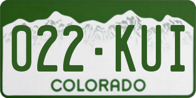 CO license plate 022KUI