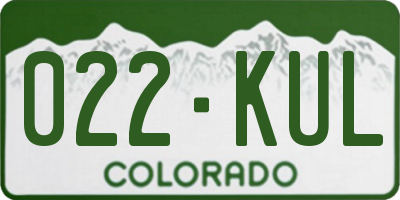 CO license plate 022KUL