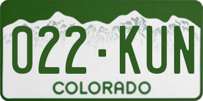 CO license plate 022KUN