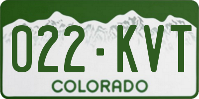 CO license plate 022KVT