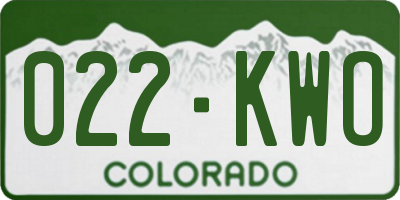 CO license plate 022KWO