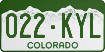 CO license plate 022KYL