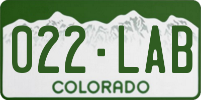 CO license plate 022LAB