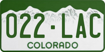CO license plate 022LAC