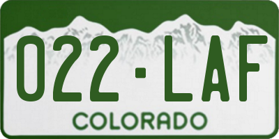 CO license plate 022LAF