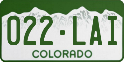 CO license plate 022LAI