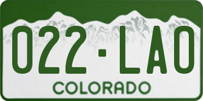 CO license plate 022LAO