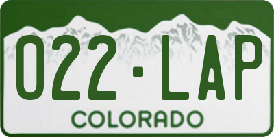 CO license plate 022LAP