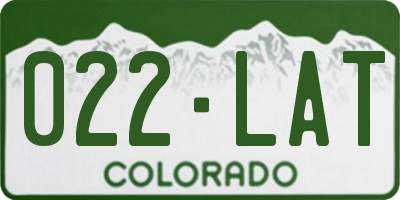 CO license plate 022LAT
