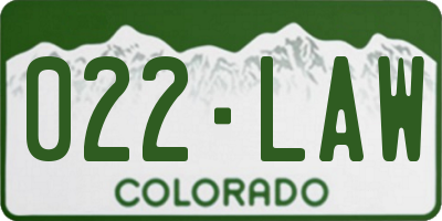 CO license plate 022LAW