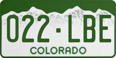 CO license plate 022LBE