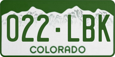 CO license plate 022LBK