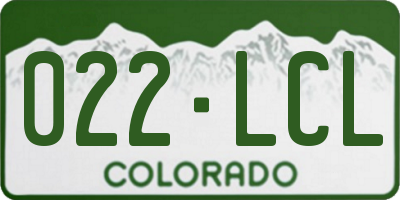 CO license plate 022LCL