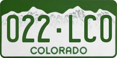 CO license plate 022LCO
