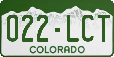 CO license plate 022LCT
