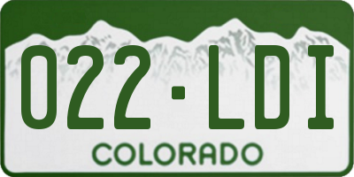 CO license plate 022LDI