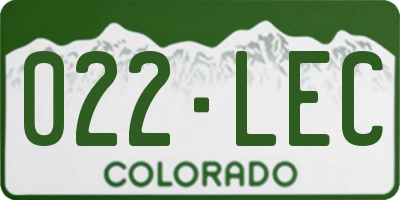 CO license plate 022LEC