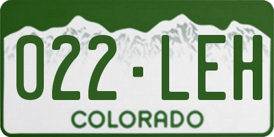 CO license plate 022LEH