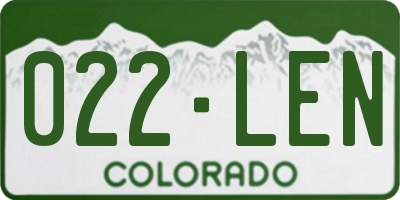 CO license plate 022LEN
