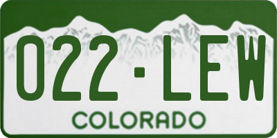 CO license plate 022LEW