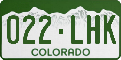 CO license plate 022LHK