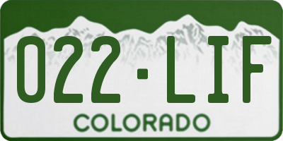 CO license plate 022LIF