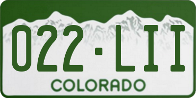CO license plate 022LII
