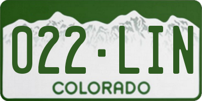 CO license plate 022LIN