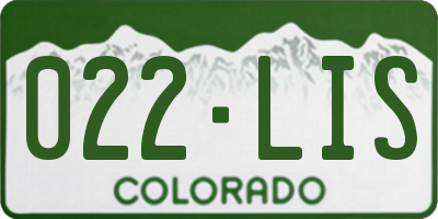 CO license plate 022LIS