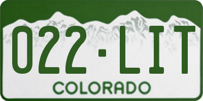 CO license plate 022LIT