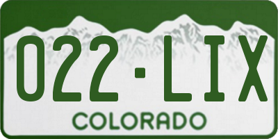 CO license plate 022LIX