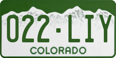 CO license plate 022LIY