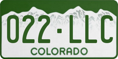 CO license plate 022LLC