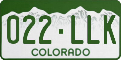 CO license plate 022LLK