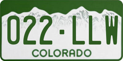 CO license plate 022LLW