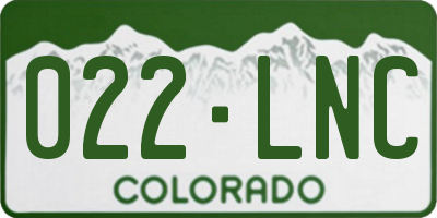 CO license plate 022LNC