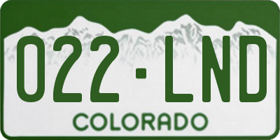 CO license plate 022LND